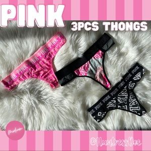 3pcs Victoria’s Secret PINK Thongs